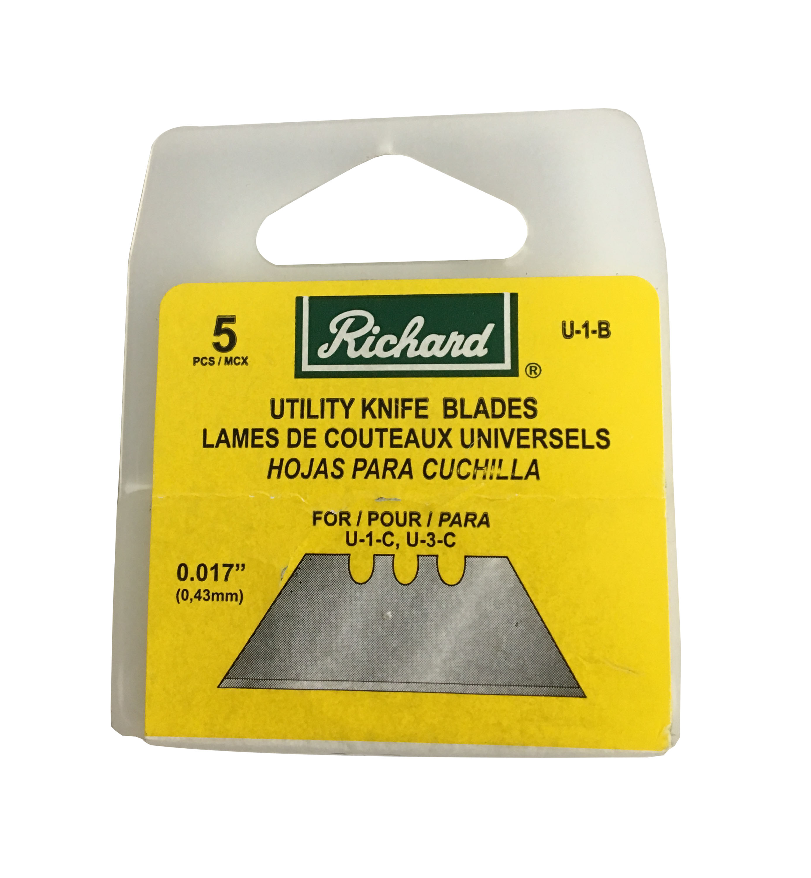 Replacement Blades for U-1-c U-3-c  (.017") (Pack of 5) 