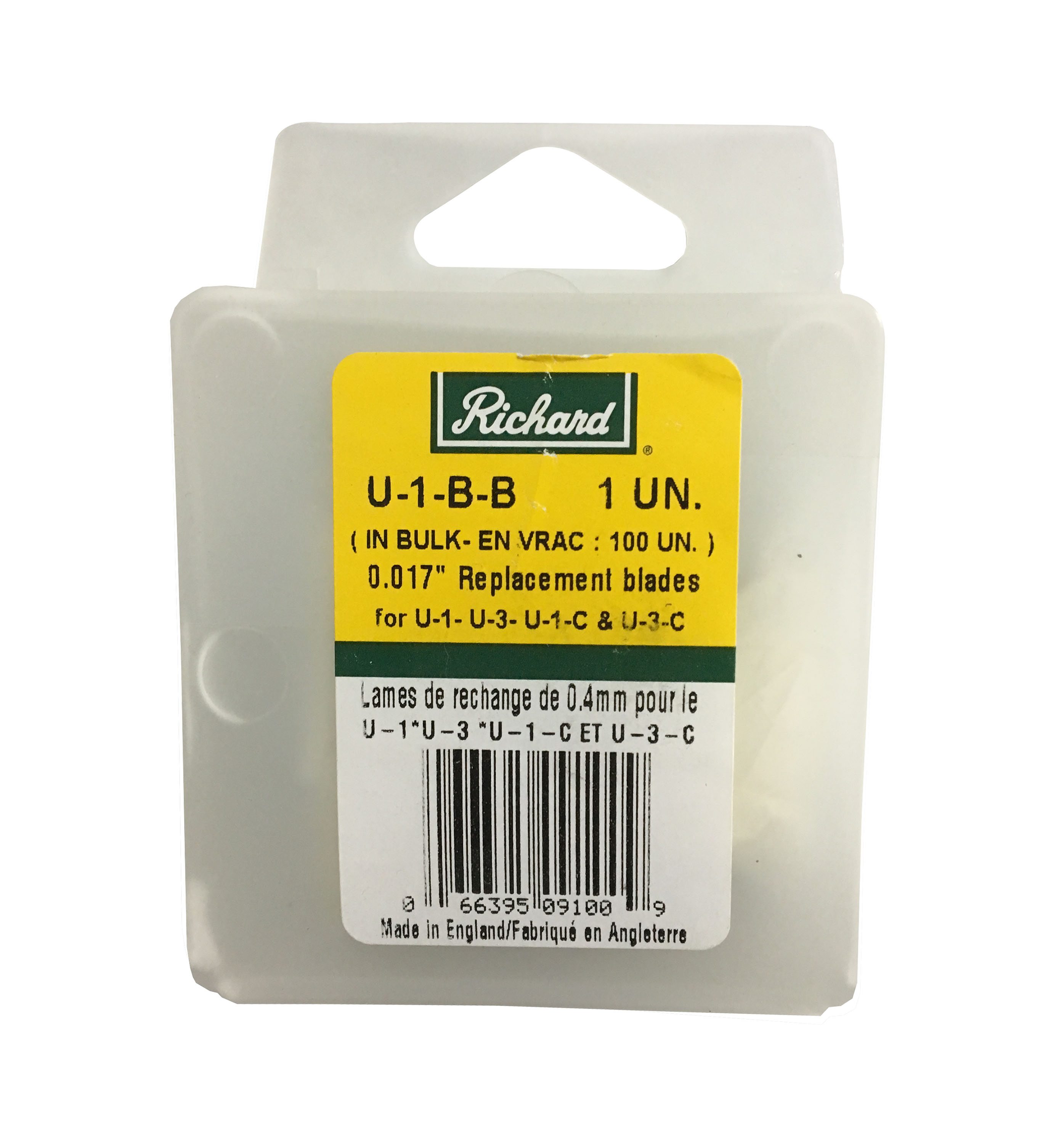 Replacement Blade for U-1-c and U-3-c .017" (Pack of 100)
