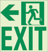 Ecoglo Wall Mounted Pathmarking Door Sign Aluminum "EXIT TO THE LEFT" 8.4" x 8.89"