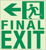 Ecoglo Wall Mounted Pathmarking Door Sign Aluminum "FINAL EXIT TO THE LEFT" 8.4" x 11.1"