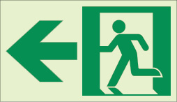 Ecoglo Photoluminescent Pathmarking Sign Aluminum "EXIT TO THE LEFT" 8" x 4.6"