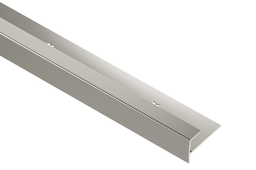 VINPRO-STEP Profilé de nez de marche pour revêtement de vinyle Aluminium anodisé Nickel brossé 1/2" (12.5 mm) x 8' 2-1/2"