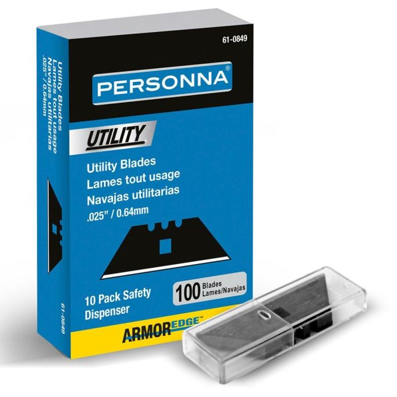 Personna .25" HD Blue 3-Notch Utility Blades (Pack of 100)
