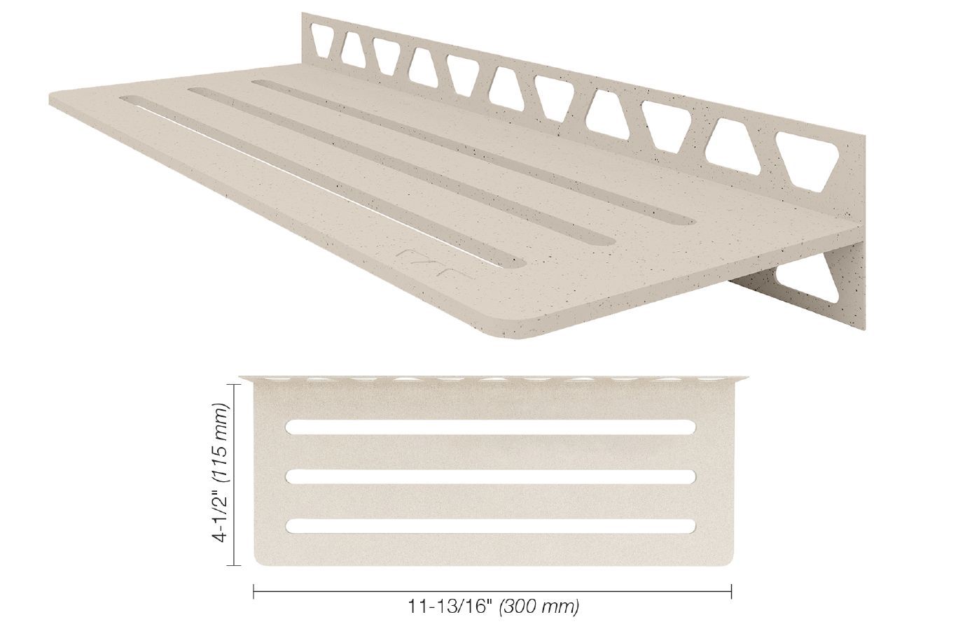 SHELF-W Rectangular Wall Shelf Wave Design Aluminum Ivory