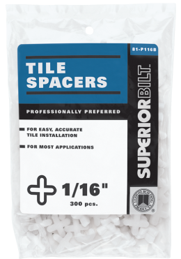Tile Spacers SuperiorBilt "+" Shape 1/16" (Pack of 300)