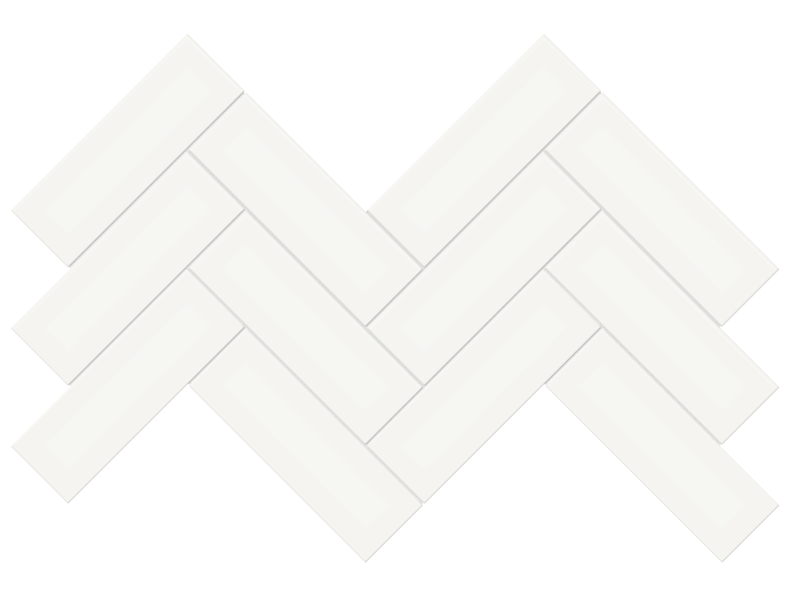 Mosaic Herringbone Soho Canvas White Glossy 8-1/4" x 17"
