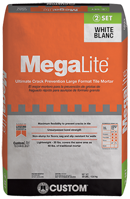 Custom Building Products MegaLite 30 lb. White Rapid Setting Crack Prevention Mortar Custom Building Products MegaLite 30 lb. White Rapid Setting Crack Prevention Mortar