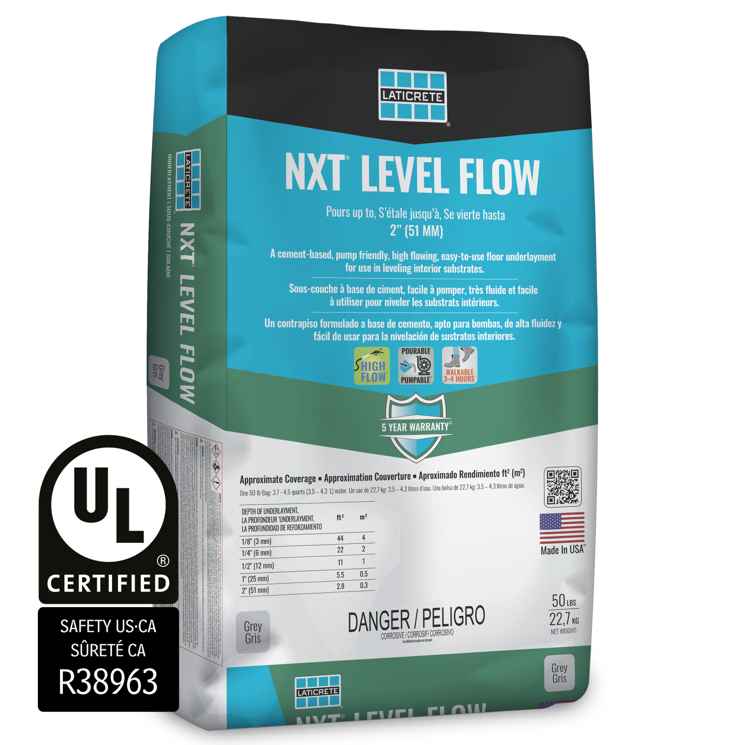 NXT Level Flow Self-Leveling Cement-Based Underlayment Grey 50 lb