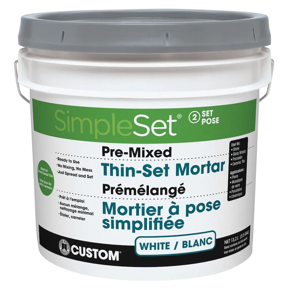 Custom Building Products SimpleSet White Thin-Set Mortar 3.5 gal Custom Building Products SimpleSet White Thin-Set Mortar 3.5 gal