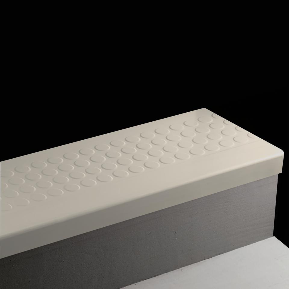 Angle Fit Rubber Stair Tread Raised Round #23 Vapor Grey 48"