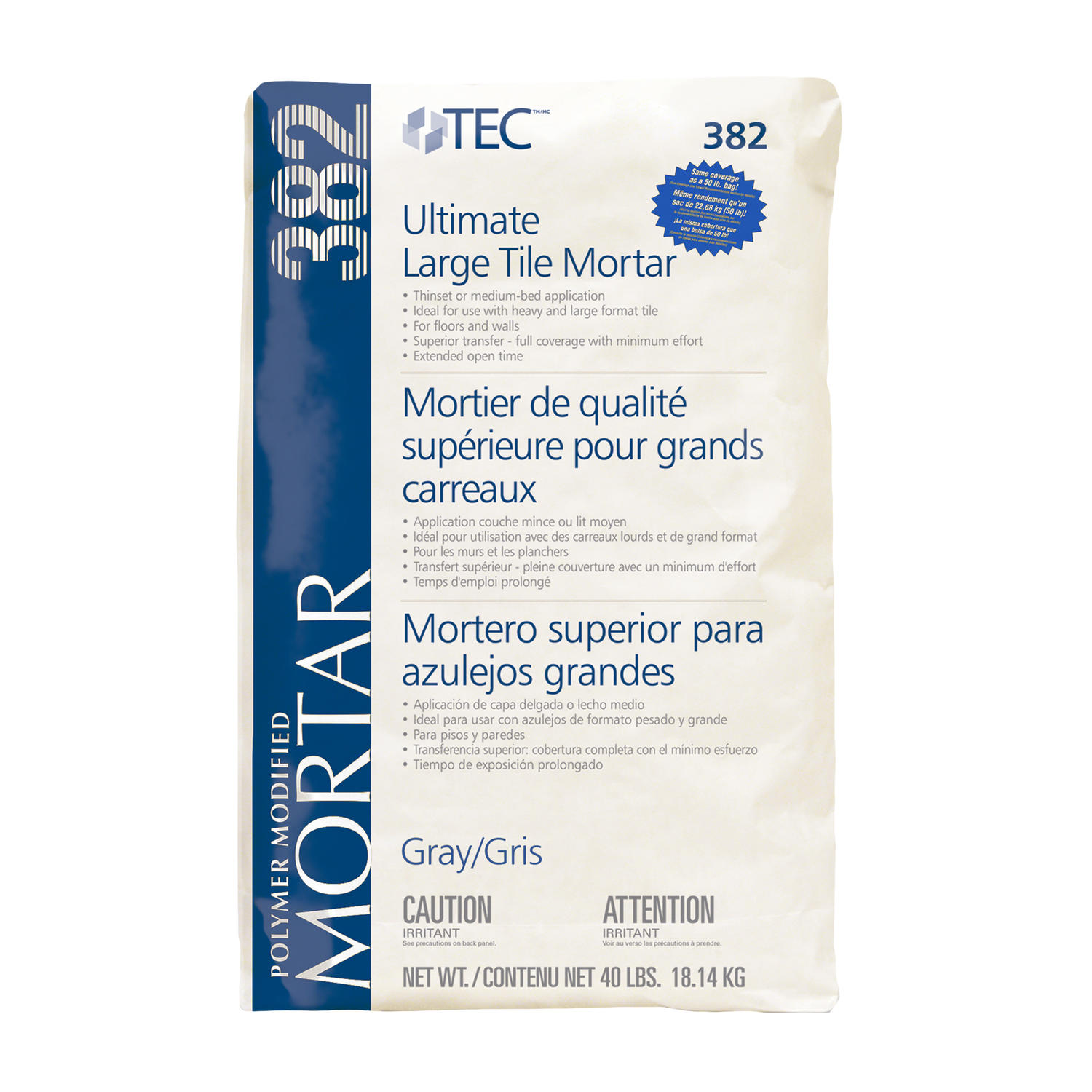 Mortier pour tuiles de gros format Gris 18.14 kg