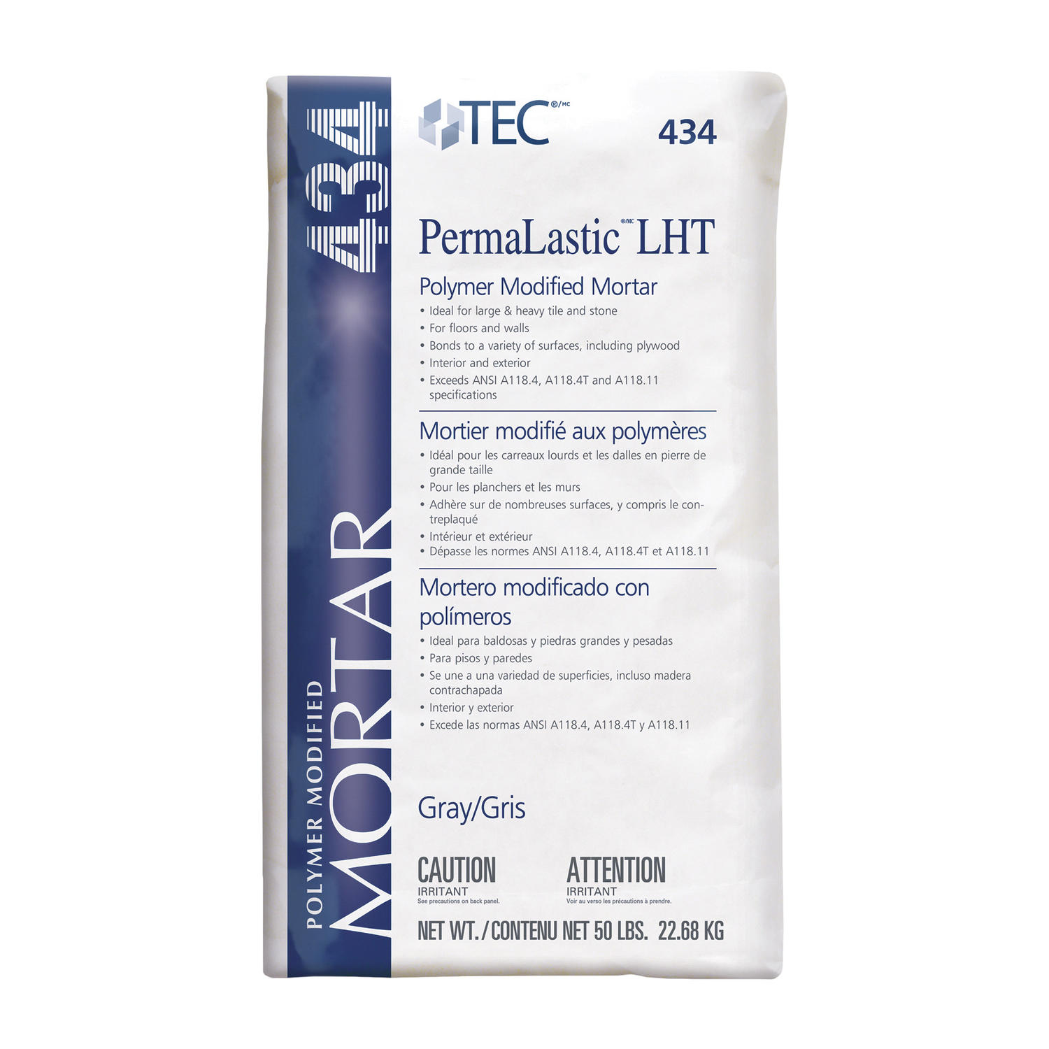 Large Format Tile Mortar PermaLastic Gray 22.68 kg