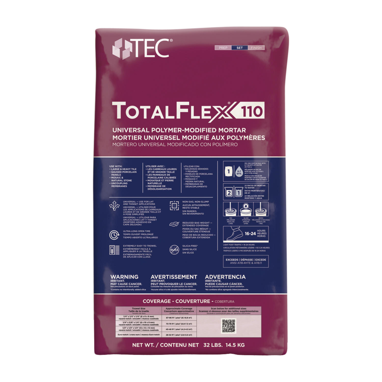 Large Format Tile Mortar Total Flex White 14.51 kg