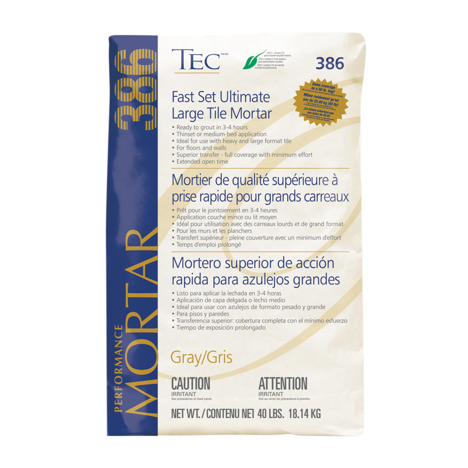 Large Format Tile Mortar #386 Gray 18.14 kg
