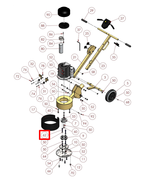 Screw Socket M10 50 mm for Button Head of Alpha Floor Grinder