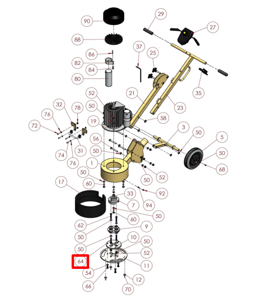 Douille à vis M10 55 mm pour tête de bouton de meuleuse de plancher Alpha