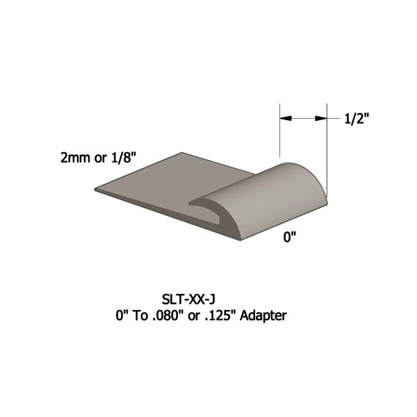 Vinyl Slim Line Transitions #31 Zephyr 1/16" or 1/8" material to subfloor with contour edge 1/2" x 12'
