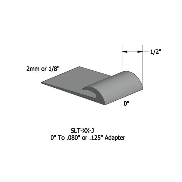 Vinyl Slim Line Transitions #38 Pewter 1/16" or 1/8" material to subfloor with contour edge 1/2" x 12'