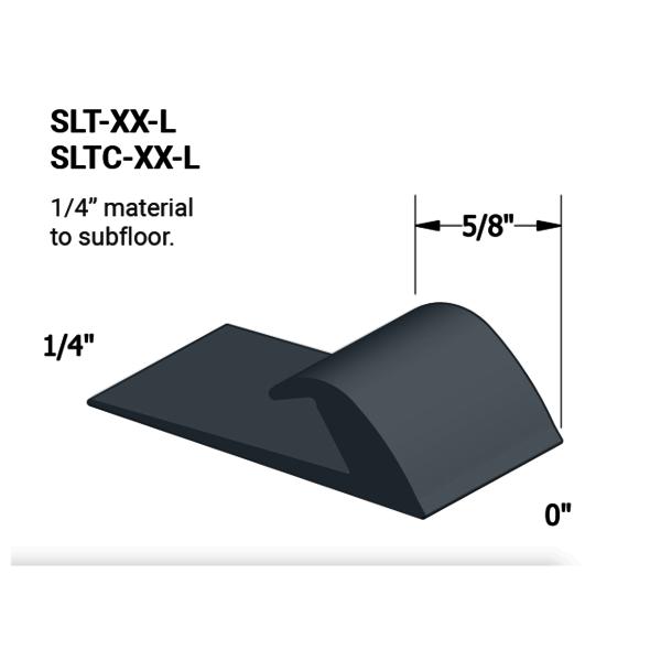 Vinyl Slim Line Transitions #18 Navy Blue 1/4" material to subfloor with contour edge 5/8" x 12'