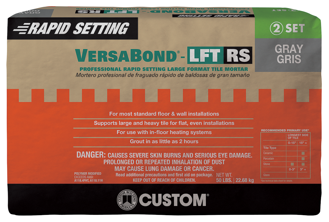 Rapid Setting Large Format Tile Mortar VersaBond-LFT RS Gray 50 lb
