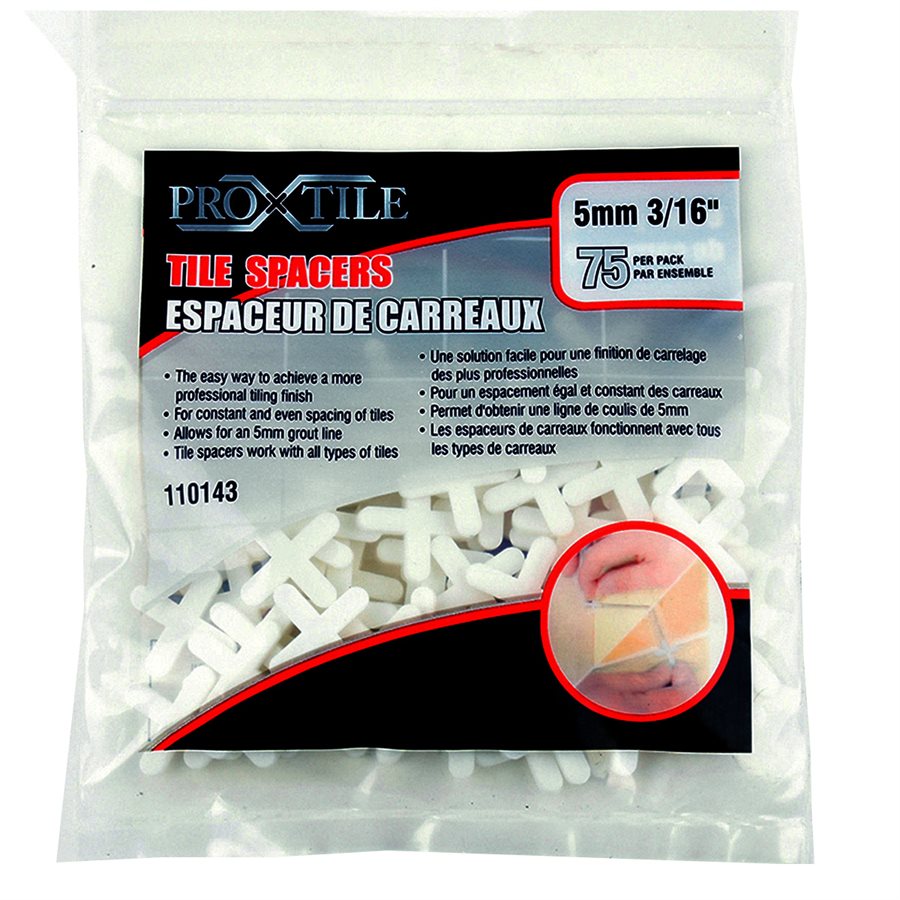 Espaceurs pour carreaux 5mm (3/16'') 75 morceaux
