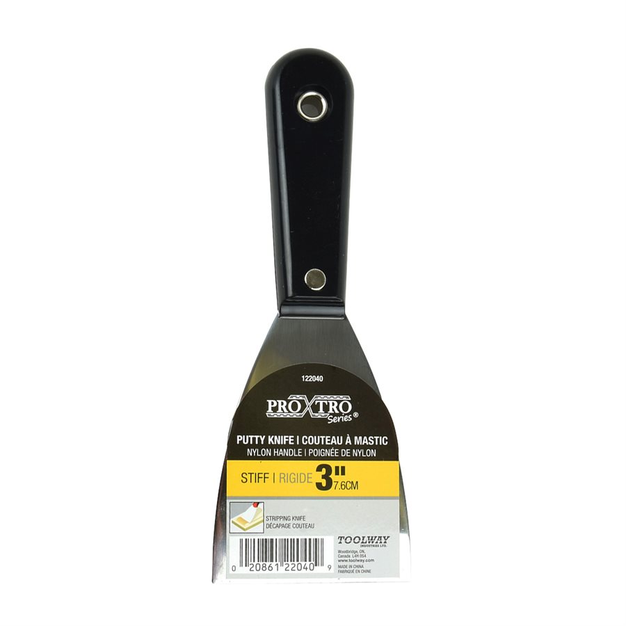 Putty Knife 3" Stiff SS Plastic Handle