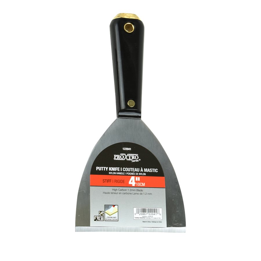 Couteau à Mastic en Acier Inoxydable rigide 4" poignée en plastique