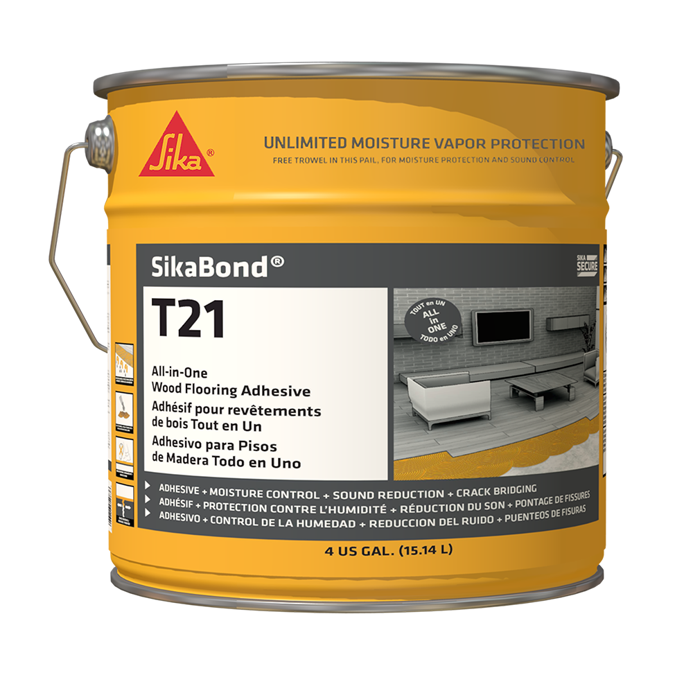 Sikabond-T21 Adhésif uréthane pour plancher en bois, membrane d'humidité et réduction du bruit, 15.40 L