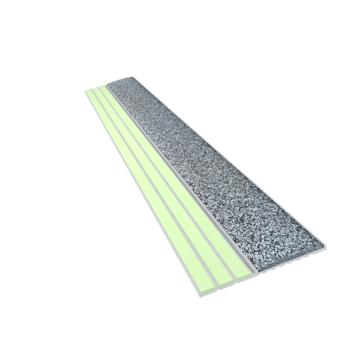Ecoglo E20 Photoluminescent Step Edge Contrast Strip with Grey Anti-Slip Strip 1.5" (Sold in Linear Feet)