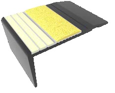 Ecoglo F4-E20 Photoluminescent Flat Stair Nosing with Yellow Anti-Slip Strip 2.7" (Sold in Linear Feet)