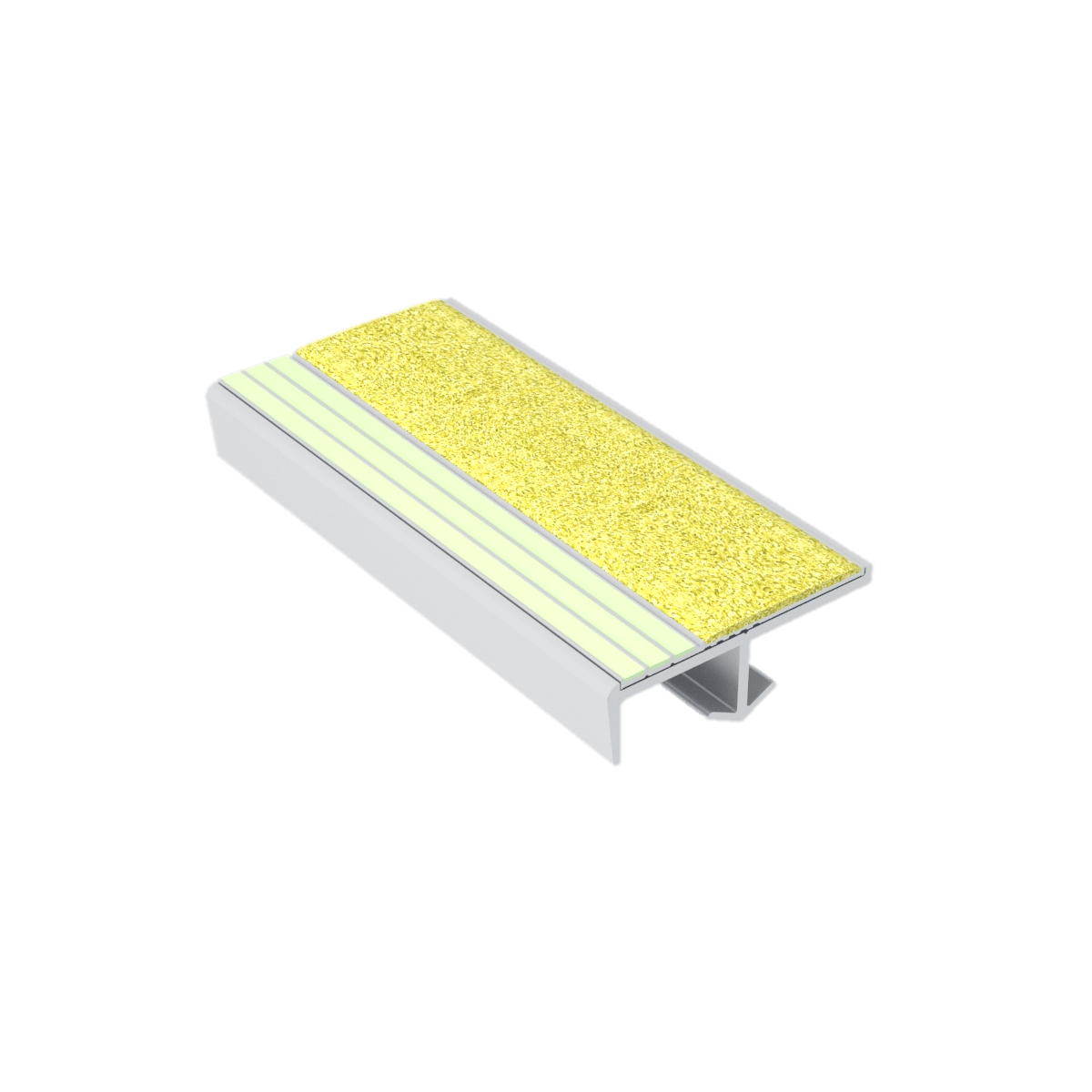 Ecoglo S2-E30 Photoluminescent Cast in Place Stair Nosing with Yellow Anti-Slip Strip 2.2" (Sold in Linear Feet)