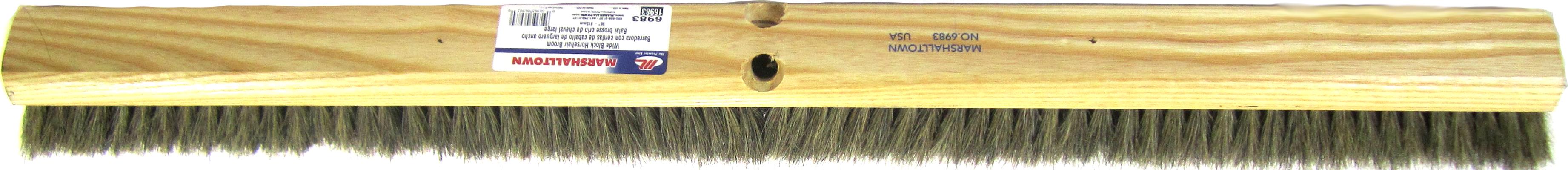 Concrete Broom 36" with Horsehair Bristles on Lacquered Hardwood Block