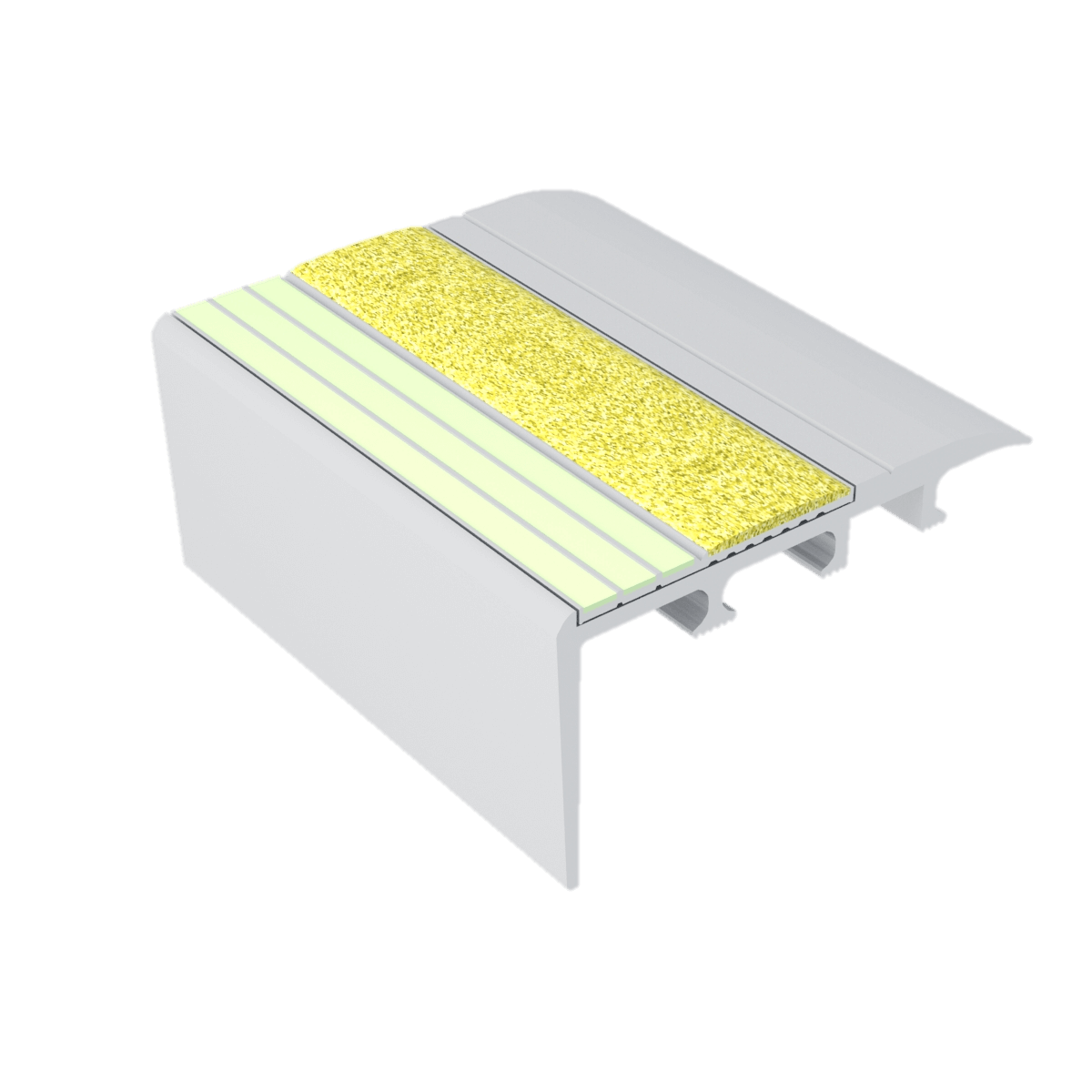 Ecoglo C4-E20 Photoluminescent Carpet Stair Nosing with Yellow Anti-Slip Strip 2.7" (Sold in Linear Feet)