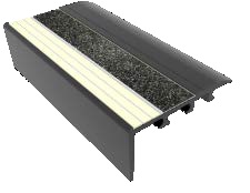 Ecoglo C4-E20 Photoluminescent Carpet Stair Nosing with Black Anti-Slip Strip 2.7" (Sold in Linear Feet)