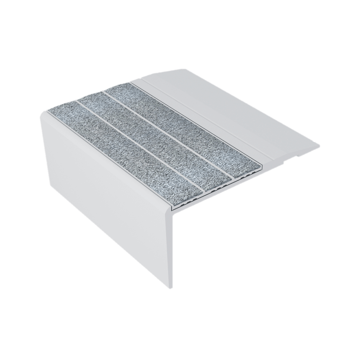Ecoglo F4-N20 Nez de marche à angle droit avec bandes antidérapantes grises 2.7" (vendu en pied linéaire)