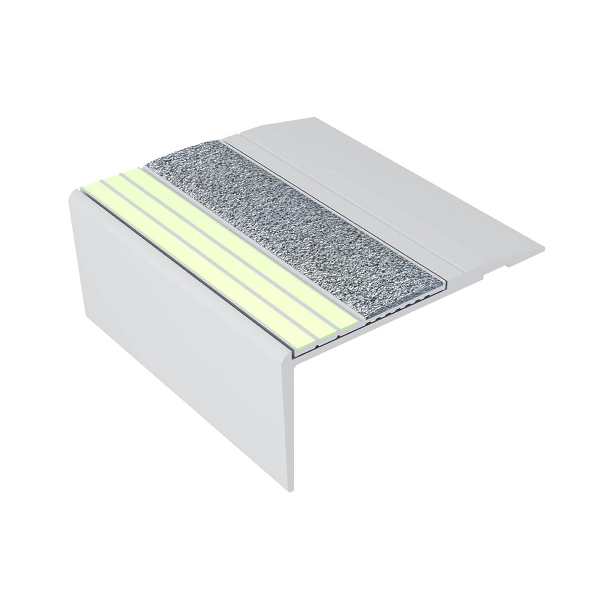 Ecoglo F4-E20 Photoluminescent Flat Stair Nosing with Grey Anti-Slip Strip 2.7" (Sold in Linear Feet)