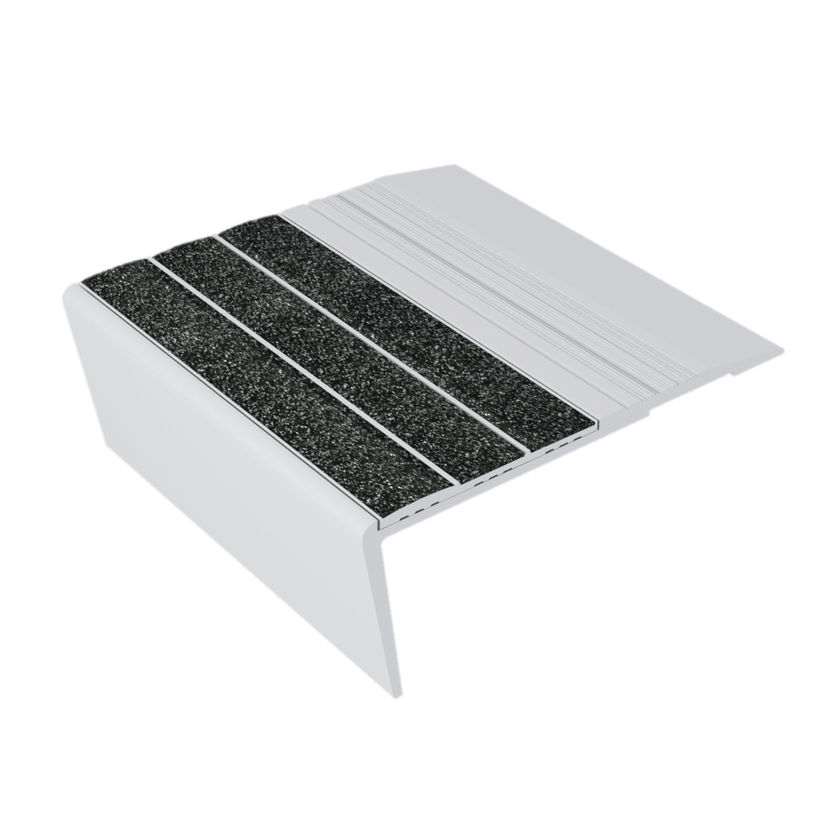 Ecoglo F6-N20 Flat Stair Nosing with Black Anti-Slip Strips 3.1" (Sold in Linear Feet)