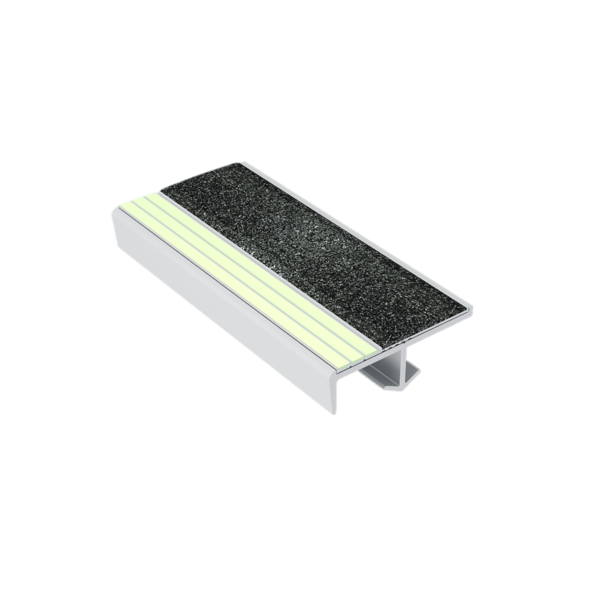 Ecoglo S2-E30 Photoluminescent Cast in Place Stair Nosing with Black Anti-Slip Strip 2.2" (Sold in Linear Feet)