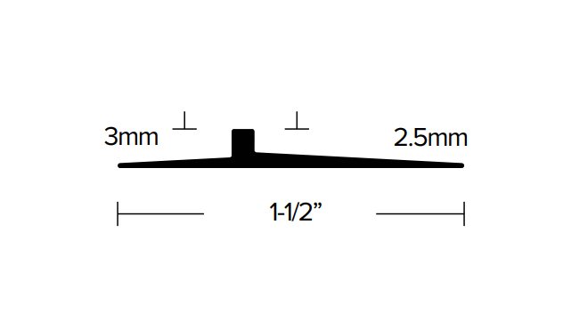 Vinyl No-Lip Ramp LVT 128 Mill Finish Aluminum - from 3 mm to 2.5 mm x 1-1/2" x 12'