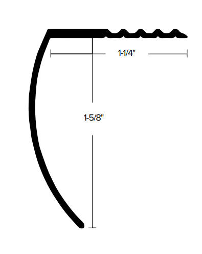 Nez de marche pour tapis CM 615 en aluminium martelé - 1-5/8" (41.4 mm) x 1-1/4" x 12'