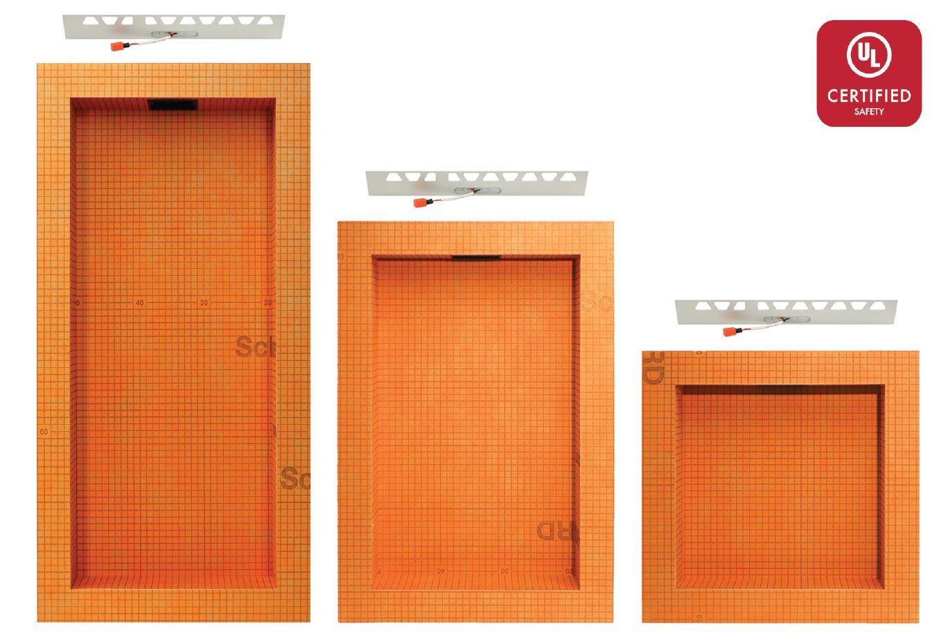 KERDI-BOARD-SNLT Prefabricated Shower Niche with LIPROTEC LED lighting Warm White 12" x 20"