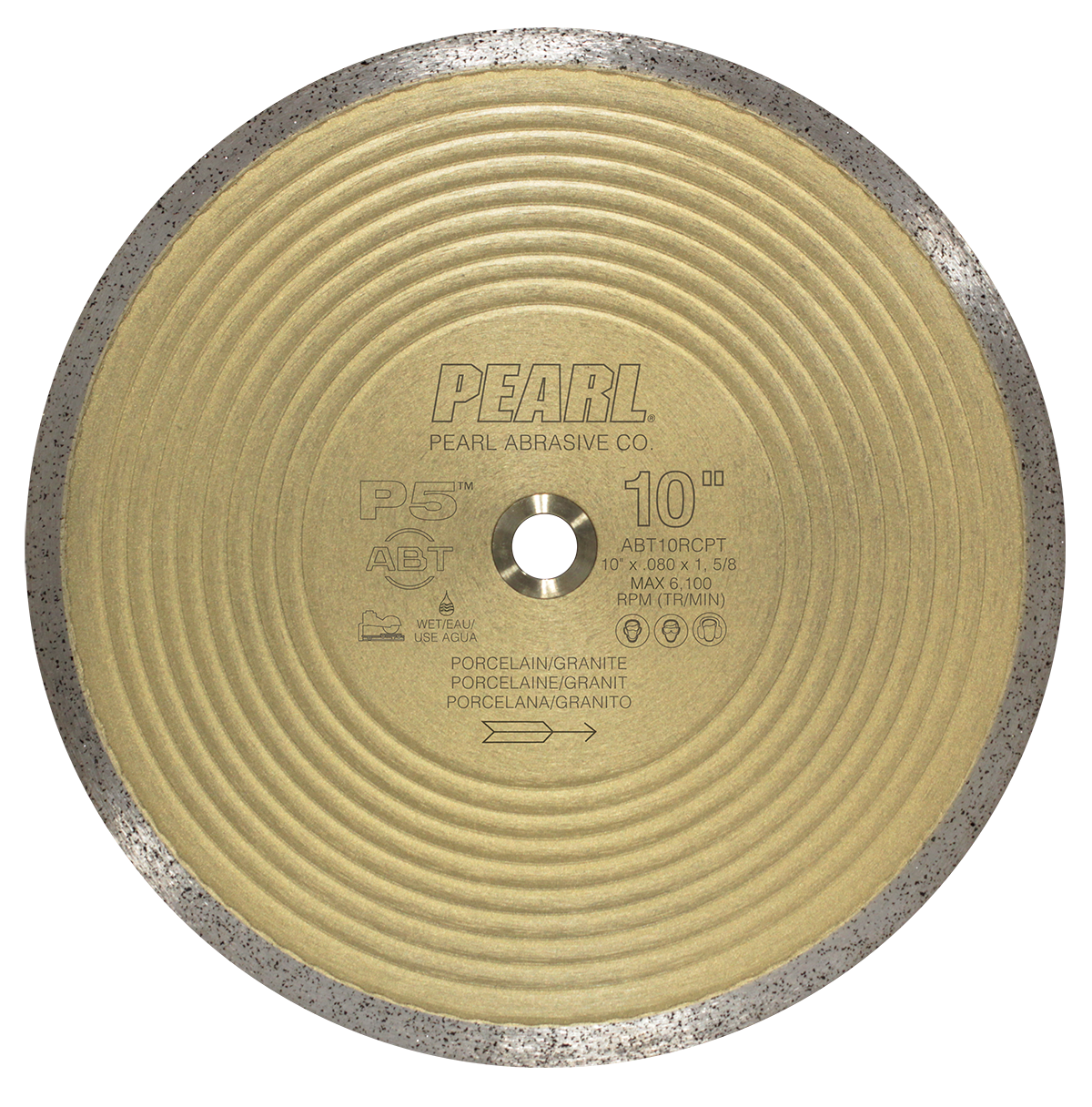 Wet Diamond Turbo Rim Granite Saw Blade P5 ABT for Granite, Porcelain, Tile and Stone 10"