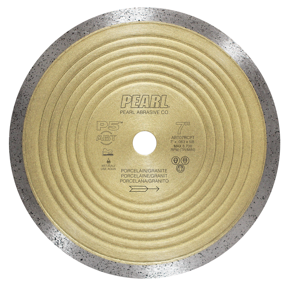 Wet Diamond Turbo Rim Granite Saw Blade P5 ABT for Granite, Porcelain, Tile and Stone 7"
