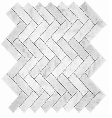 Mosaïque Designer Choice Carrara Herringbone Lustré 12-3/4" x 13-1/16"