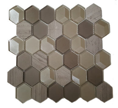 Mosaic Glass Mosaics Hexagon Pearl Glossy 10" x 12"