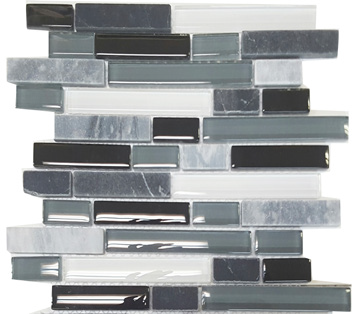 Mosaic Glass Mosaics Roccia Nero Glossy 12" x 12"