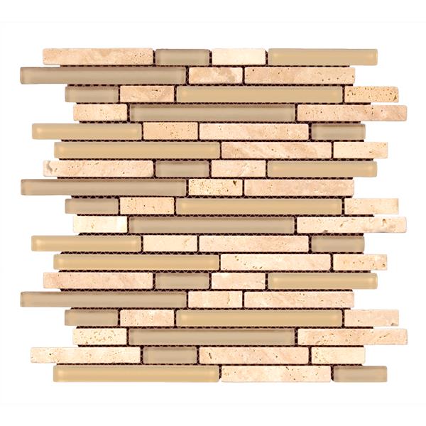 Mosaic Glass Mosaics Travertino Stone Frosted 12" x 12"