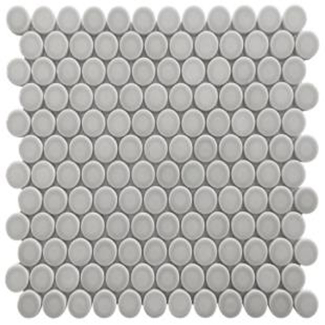 Mosaic Mosaics Light Gris Penny Round Glossy 12" x 12"