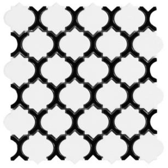 Mosaic Mosaics White & Black Glossy 12" x 12"