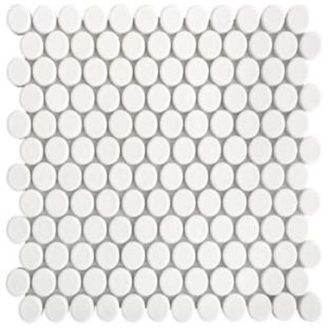 Mosaic Mosaics White Penny Round Glossy 12" x 12"